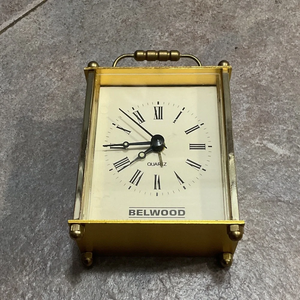 Bellwood Brass-Tone Carriage Clock with Roman Dial (works)